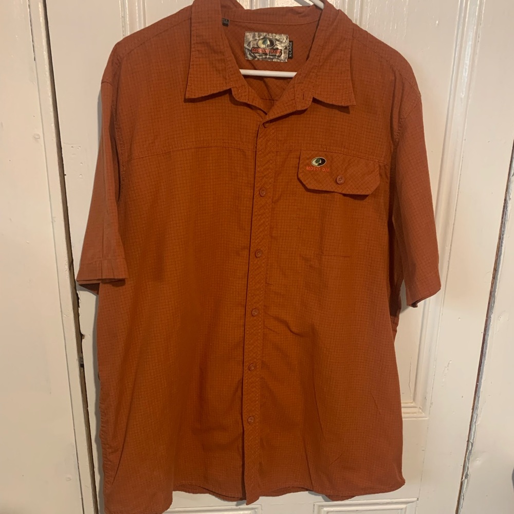 Mossy Oak Camo Brand Mens Orange Button Up Shirt